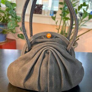 Black Suede 1940s Handbag Made in France